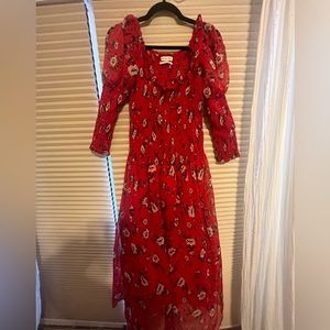 Renaissance inspired urban outfitters sheer red dress